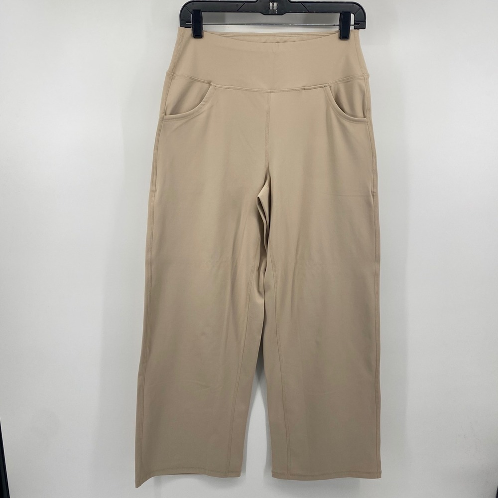 Promover Yoga Pants Women Medium Tan High Waisted Wide Leg‎ Pockets